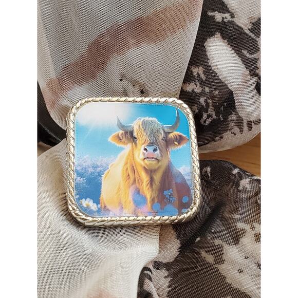 SLIDE Scarf Wild Rag Scarves Slide highland cow gift, bandana slide, western - Picture 3 of 3